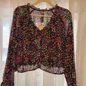 Zara - Cropped Floral Blouse